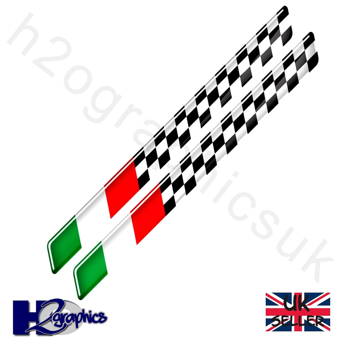 Coppia Adesivi Gel Bandiera Italia 120x10 Mm, Per Carena Ducati, Aprilia, Vespa, Moto E Auto