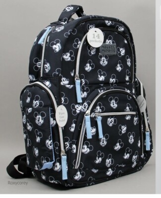 NWT Black Blue Disney Mickey Mouse Diaper Bag Backpack Tote - Main Image