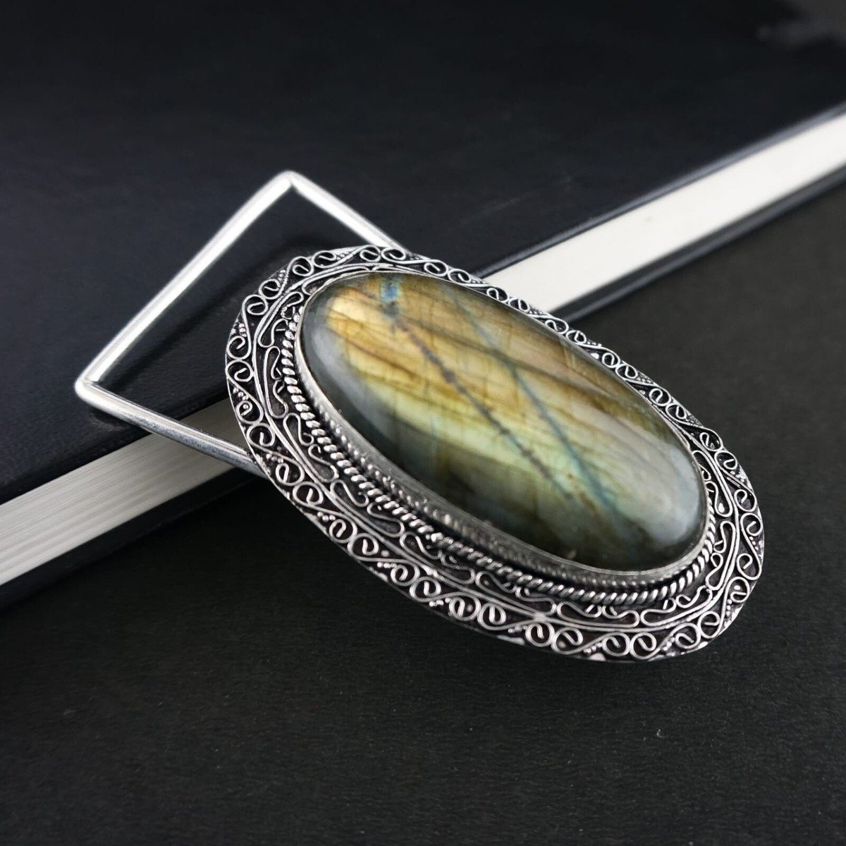 Natural Labradorite Gemstone Handmade 925 Sterling Silver 