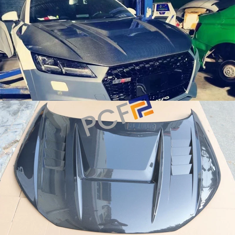 Capô dianteiro ventilado fibra de carbono real para Audi TT TTS TT RS 2015-2020 - Imagem 3 de 4
