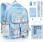 Girls with 14Pcs Accessories - Anime Schoolbag Cartoon Backpack Laptop Bookbags