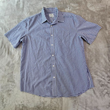 LL Bean Mens Large Button Down Short Sleeve Shirt Traditional Fit Blue Plaid