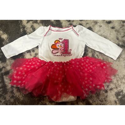 Koala Kids Infant Pink My 1st Thanksgiving One-Piece/Tutu 3-6 Months