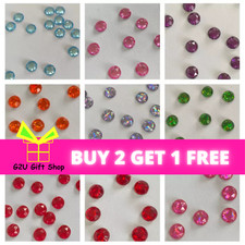 50x Flat Back Acrylic Rhinestone Round Gem Sew Mixed Colour Diamanté Crystals UK