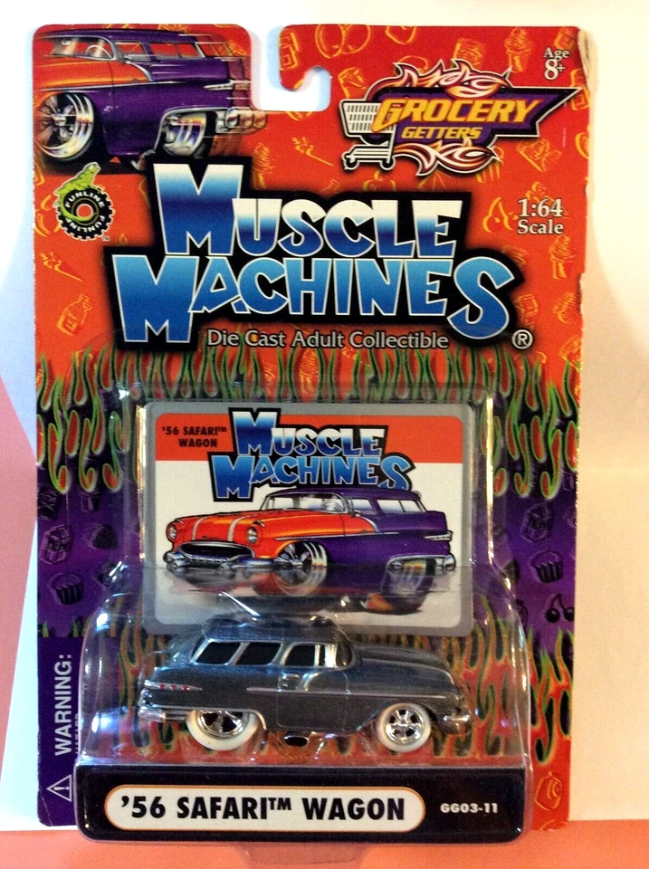 MUSCLE MACHINES GROCERY GETTERS WHITE TIRES 1956 PONTIAC SAFARI WAGON  1/64  56 - Image 2 of 3