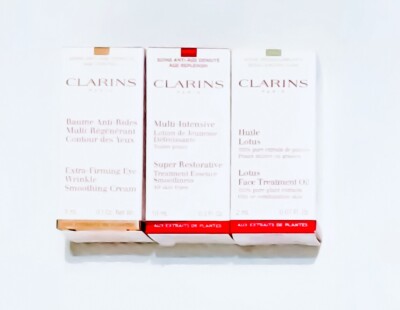 CLARINS SET Lotus Öl Treatment Oil Multi Intense Lotion Eye Cream Creme 15 Probe
