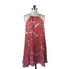 Michael Kors Dress Womens PM Orange Pink Damask Sleeveless Knee Length Boho
