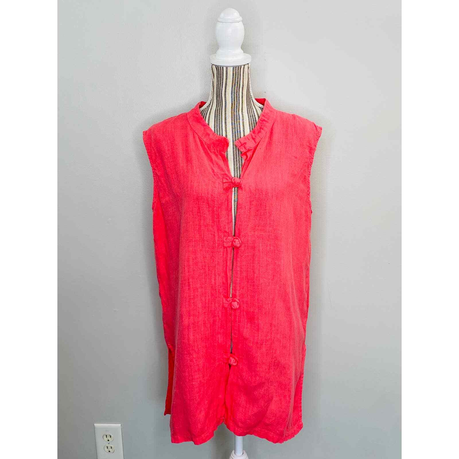 Vintage Liz and Jane Linen Frog Closure Line Sleevele… Gem