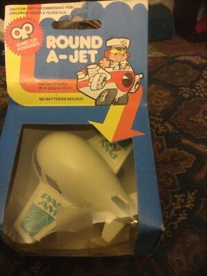 Pan Am Vintage Toy Airplane Round A-Jet Wind Up Powered