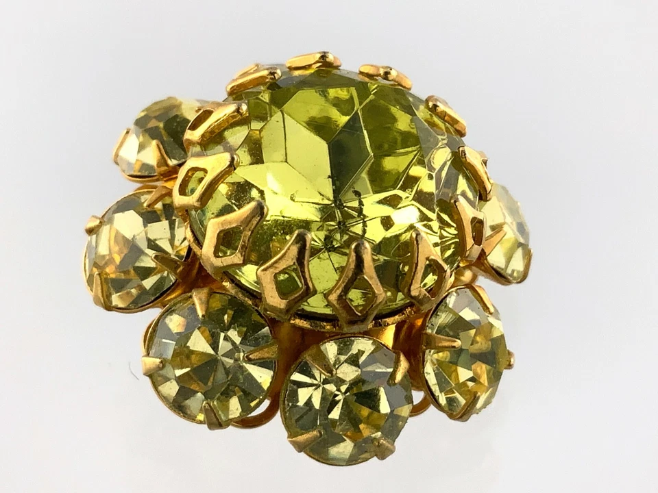 Juego de 2 botones florales de 1 pulgada con botones de ropa de color verde estrás checo 382B Foto 4 de 4