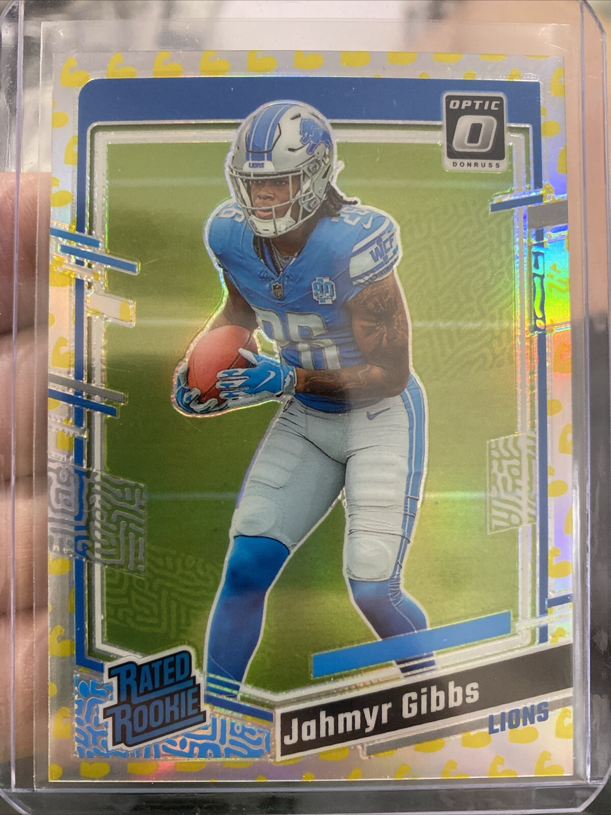 2023 Donruss Optic Jahmyr Gibbs #236 Flex Prizm RC Rated Rookie /149 Lions🔥🏈💎