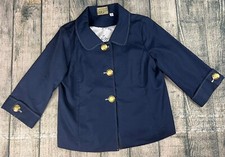 Vintage Bob Mackie Wearable Art Jacket Lined Logo Gold Buttons Navy Small