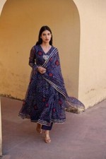 Women's Designer Kurti Gown Dupatta Set Indian Bollywood Anarkali Kurta Dress