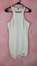 Halston Heritage Women Size 6 Party Midi Dress Chalk  Sleeveless Zip NWT $495.00