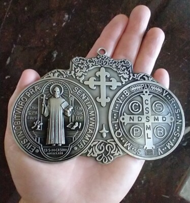 Catholic Huge St Benedict XXL Very Large Medal 4oz Silver Color