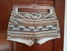 R D STYLE Women's 27 Brown Green Cotton Spandex Short Denim Shorts