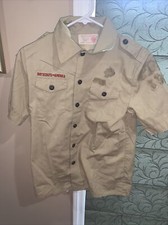 Boy Scout BSA UNIFORM Tan SHIRT Youth Medium Short Sleeve Z75