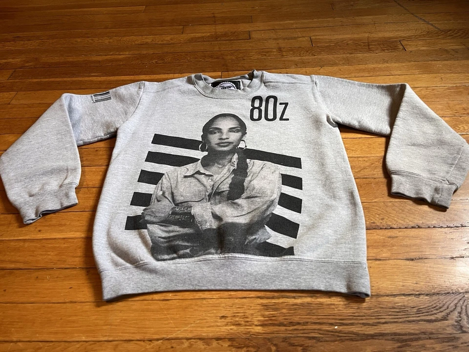 ВИНТАЖНЫЙ поданный свежий Sade штрих-код свитер женщин маленький серый - Изображение 2 из 4