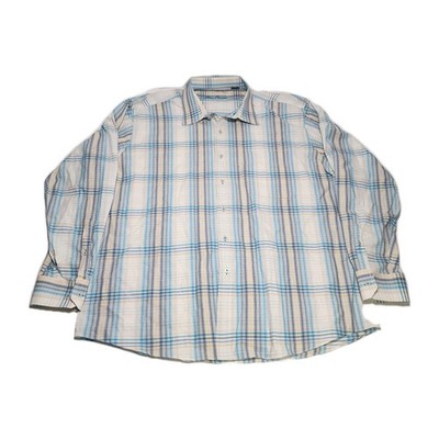 ALAN FLUSSER White/Yellow/Blue PLAID Long Sleeve Shirt XXL 100% COTTON - MINT!