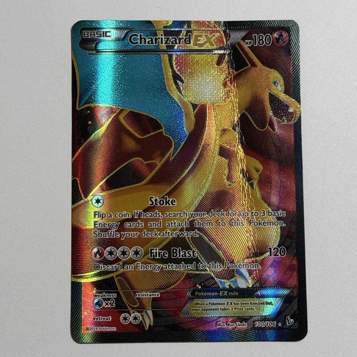 Pokmon Charizard EX 100/106 Flashfire Ultra Rare Full Art Holo Basic 2014  Card