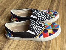 Inkkas Blake Slip On Geometric Design Unisex Canvas Shoes W 8.5 / M 6.5