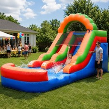 Inflatable Water Slide with Blower 12 ft Commercial Rainbow Kids Splash Pool