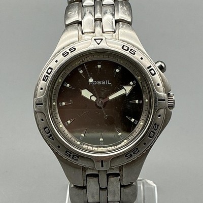 Fossil Men Watch 39mm Stainless Color Changing Dial Red Silver New