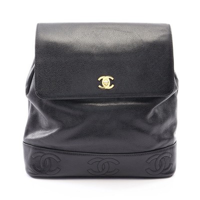 Chanel Coco Mark Backpack Black Leather #RCB10063