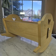 Vintage Walnut Hollow Farm Solid Basswood Cradle For 16" Dolls New Raw Wood