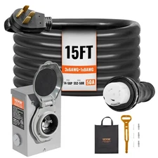 15 ft.50 Amp 125-Volt Generator Extension Cord and Power Inlet Box Kit STW 6/3 p