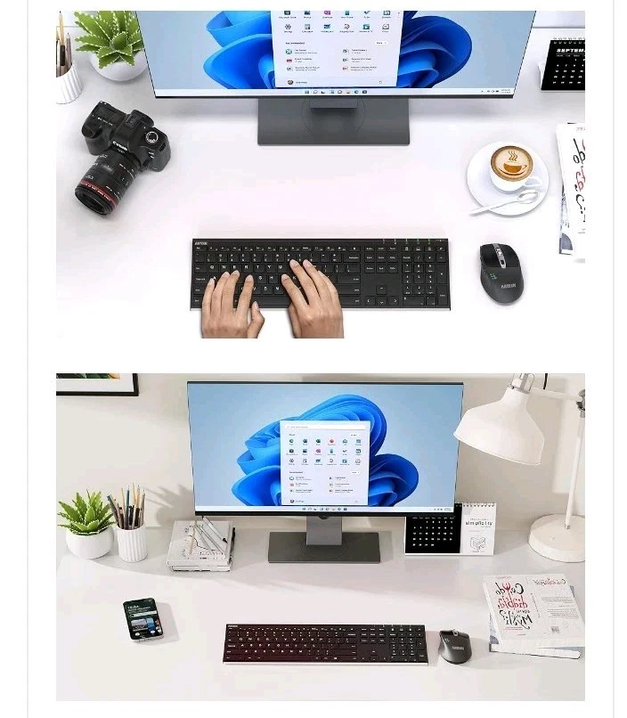 Arteck USB 2.4G Wireless Keyboard Stainless Steel Ultra Slim Full Size Key - Image 3 of 4