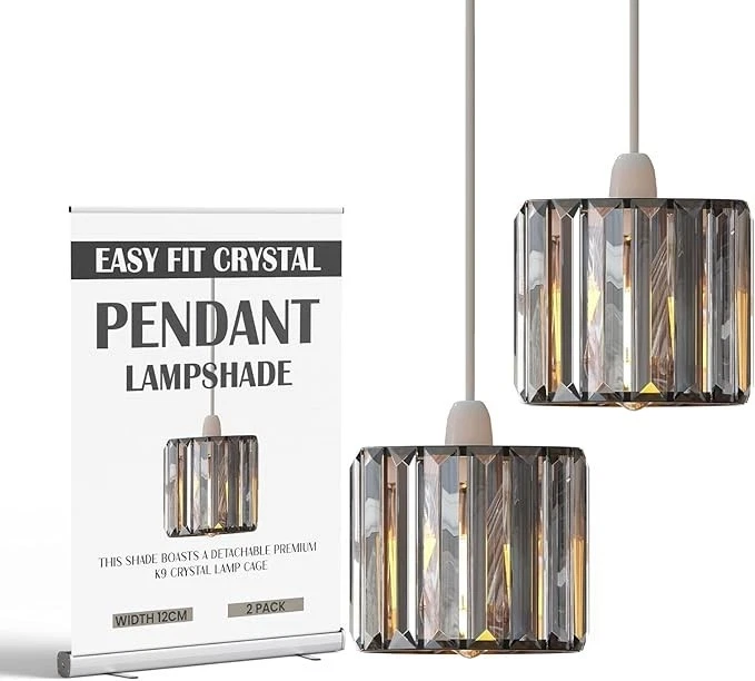 Light Shade Ceiling Easy Fit Pendant Modern 12cm Crystal 