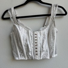 Victoria's Secret Dream Angels Unlined Lace Up Corset Top White Size Small DD
