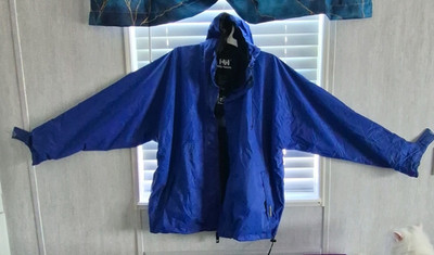 Helly Hansen Men's Blue Windbreaker Jacket Hooded Full Zip 100% Nylon Size L