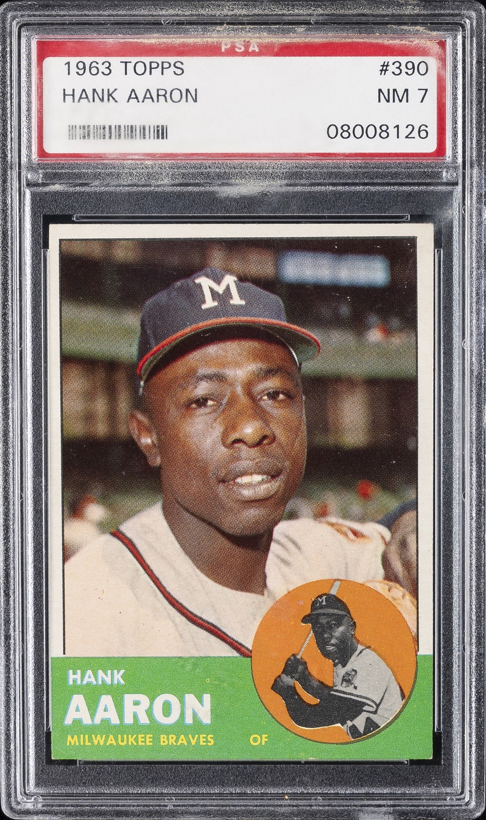 1963 TOPPS #390 HANK AARON PSA 7 view 1