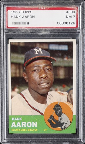 1963 TOPPS #390 HANK AARON PSA 7