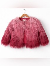 Appaman Pink Gradient Faux Fur Jacket Size 6 Excellent Condition HTF Festival