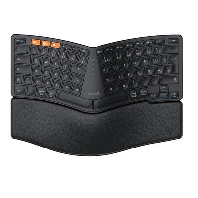 ProtoArc Bluetooth Ergonomische Tastatur, EK04 Mini Kabellose Ergo Schwarz 