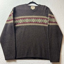 Vintage Woolrich Nordic Fair Isle Pattern Knitted Sweater Brown Wool Blend Large