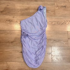 NWT PrettyLittleThing Lavender One Shoulder Ruched Rose Mesh Dress Medium M