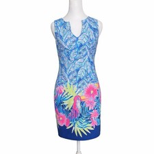 Lilly Pulitzer Harper Shift Dress XXS Bennet Blue Let's Mango French Terry Knit