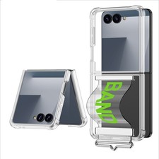 Shockproof Clear Case for Samsung Galaxy Z Flip7 6 5 TPU Bumper Wristband Holder