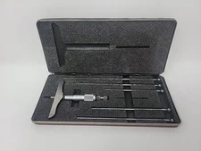 STARRETT 445BZ-6RL MICROMETER DEPTH GAUGE, RATCHET THIMBLE, 0-6” RANGE, .001