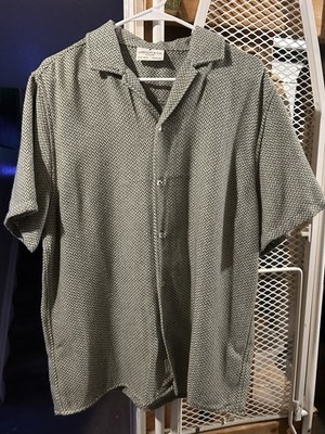 Larsson Co Mens Textured Button Shirt Sz XL Beachy Travel Made in Turkey