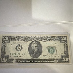 1950C $20 Federal Reserve Note Jackson Fr# 2065-C Banknote, Uncertified