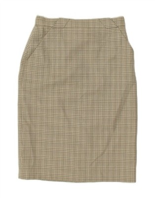 Marella Damen gerader Rock UK 14 Medium beige kariert Wolle BT94