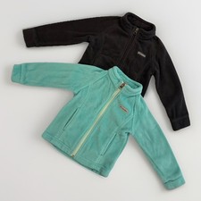 Columbia Fleece Jacket Toddler Girl 3T Black Teal Lot of 2 Pockets Full Zip