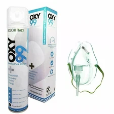 Oxy99 Portable Oxygen Cylinder 6 liter Can Light Weight Boschi Italy Free Mask