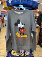 Disney World Sweater Adult Large Gray Mickey Mouse Standing Parks WDW NWT