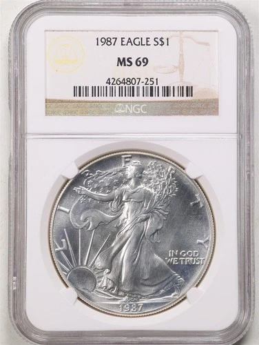 1987 1oz Silver American Eagle MS69 NGC 4264807-251